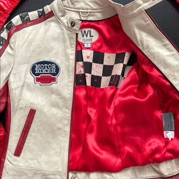 Wilsons Leather Red and White Rebel Jacket Vintage - Picture 3 of 9